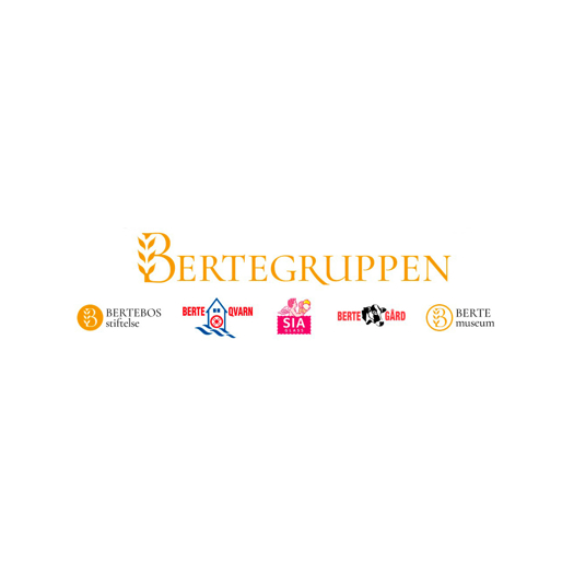 Logotyper: Bertegruppen, Bertebos stiftelse, Berteqvarn, SIA Glass, Bertegård, Bertemuseum
